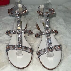 Sophia Webster Clear Jelly White Gladiator Sandal with Crystal Accents Size 37